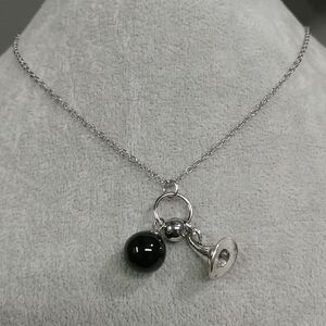Witch Hat Charm Necklace Black Stone Gemstone Adjustable Stainless-Steel Chain